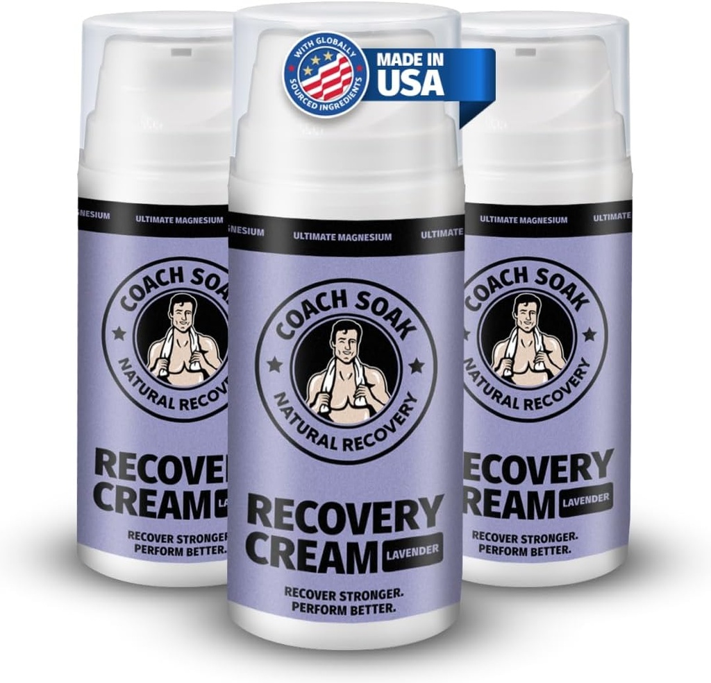 Trener Namakanje Topical Magnezij losjon z MSM - naravna recovery krema z magnezijevim kloridom, vitamin C & Mentol, hitra absorpcija & sprostitev za boleče mišice, sivke (3 paket, skupaj 10oz)