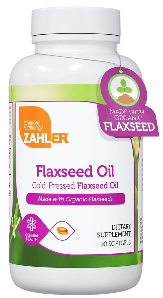 Zahler Organsko laneno olje - 1000mg Softgels - Organic Omega 3 ALA dodatek - Kosher Non-GMO Gluten Free Vegetarijansko-prijateljsko laneno seme (90 Count)
