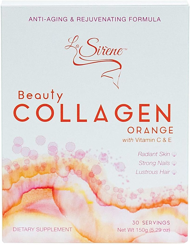 Orange Beauty Collagen (Marine), Tip 1 - z vitaminom C, E, CoQ10 in Pre-Biotic's - Premium anti-Aging dodatek prašek za kožo, lase in nohte - Izdelano na Japonskem