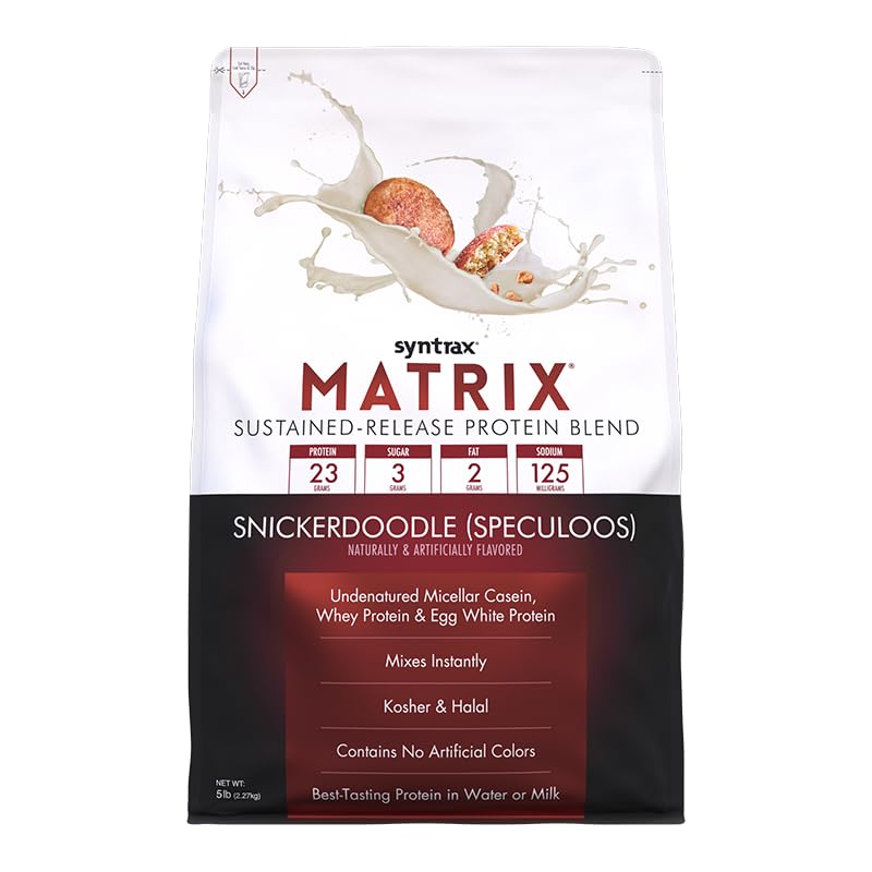 Syntrax Nutrition Matrix, Trajno sproščanje Beljakovinska mešanica, Snickerdoodle s pravimi koščki piškotov 5 funtov.