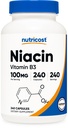 Nutricost Niacin (vitamin B3) 100 mg, 240 kapsul - z zardevanjem, brez glutena, brez glutena