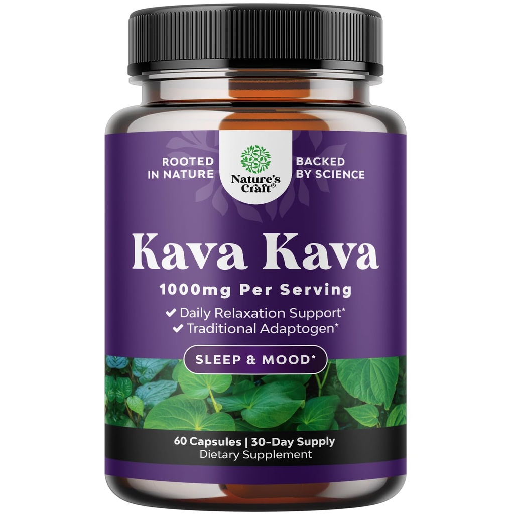 Kava Kava Root Extract dodatek 1000mg - hitro delujoča zeliščna podpora z Kavalaktoni za uravnotežen razpoloženj - Sprostite umirjanje kapsule za stres Relief in boljši spanec - 30 Serving