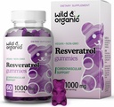 Wild & Organic Resveratrol Gumies 1000mg - Trans Resveratrol dodatek za antioksidant, možgane, imunske podpore - 60 Vegan, Non-GMO antioksidant Gumies