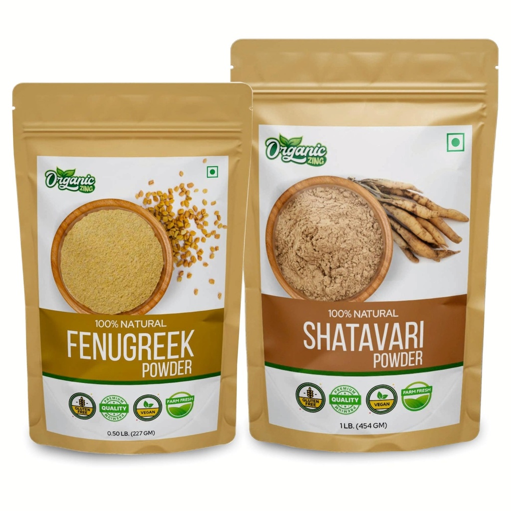 ORGANIC ZING Shatavari- 454g & Fenugreek prašek- 227g