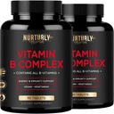 Vitamin B Complex - vsebuje vse esencialne B vitamine - B1, B2, B3, B5, B6, B7, B9, B12 in Biotin - Super B Complex Vitamini za energijo, Podpora imuniteti - 180 tablet