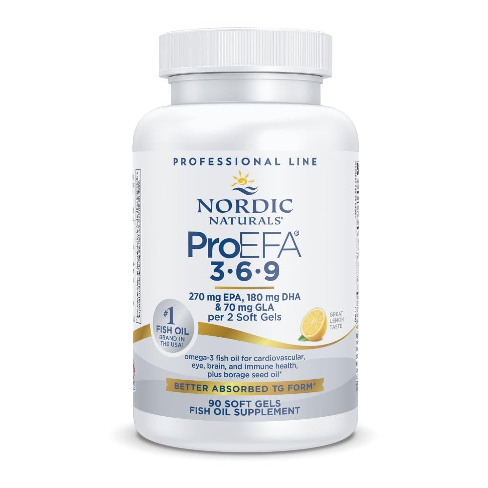 Nordic Naturals ProEFA 3-6-9, Lemon Flavor - 90 Soft Gels - 565 mg Omega-3 - EPA & DHA z dodanim GLA - Zdrava koža, Kognicija, & Positive Mood - Non-GMO - 45 Serving
