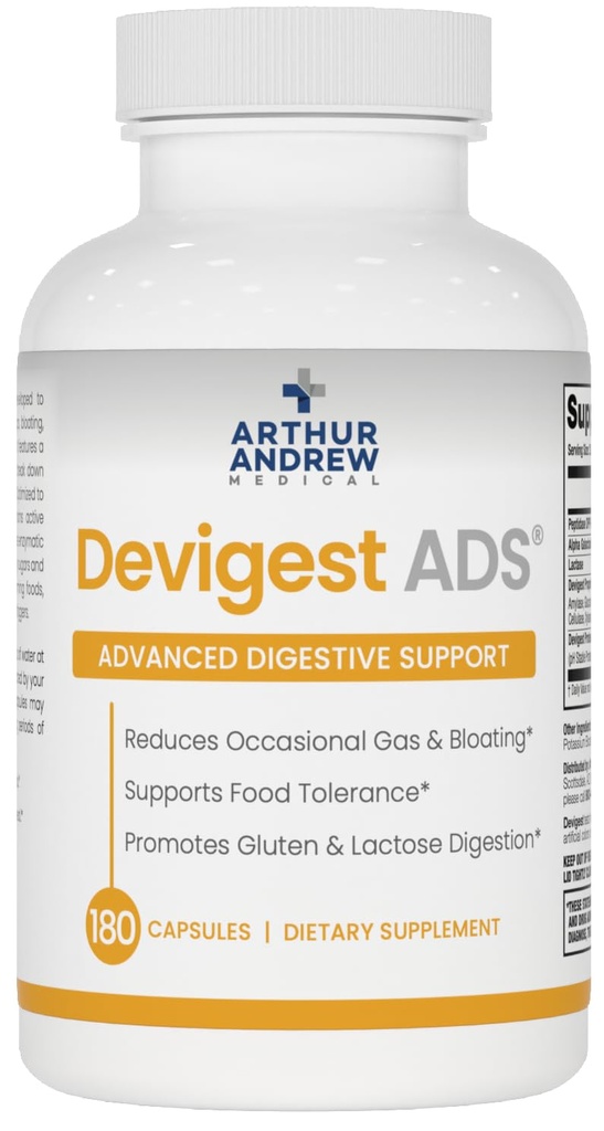 Arthur Andrew Medical - Najprivlačnejši ADS, Napredna prebavna podpora, Relief za Laktoza Intolerance in Casein Občutljivosti, Vegan, Ne-GMO, 180 Kapsule