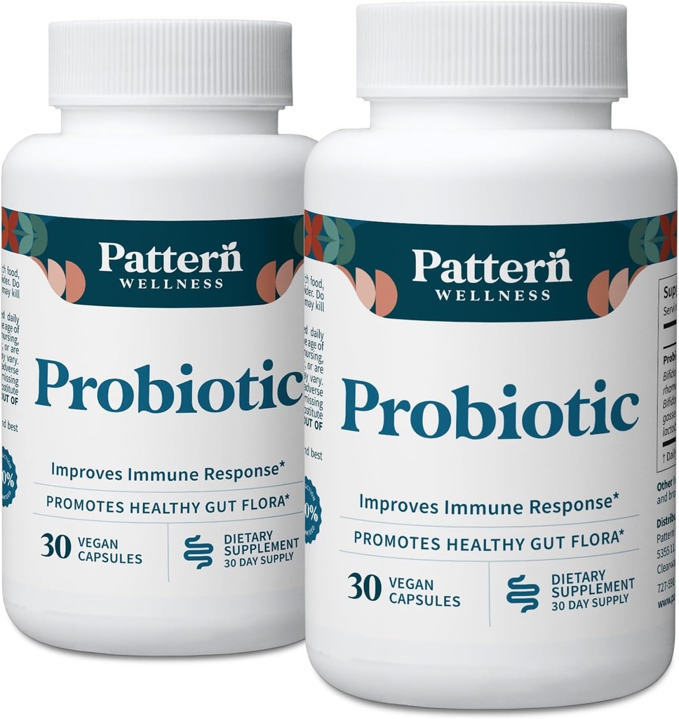Vzorec Wellness Probiotic Supplement - 51 milijard CFU - Podpira Prebavno ravnovesje & Gut Wellness - premišljeno Izvor, Non-GMO - 60 Veganske kapsule