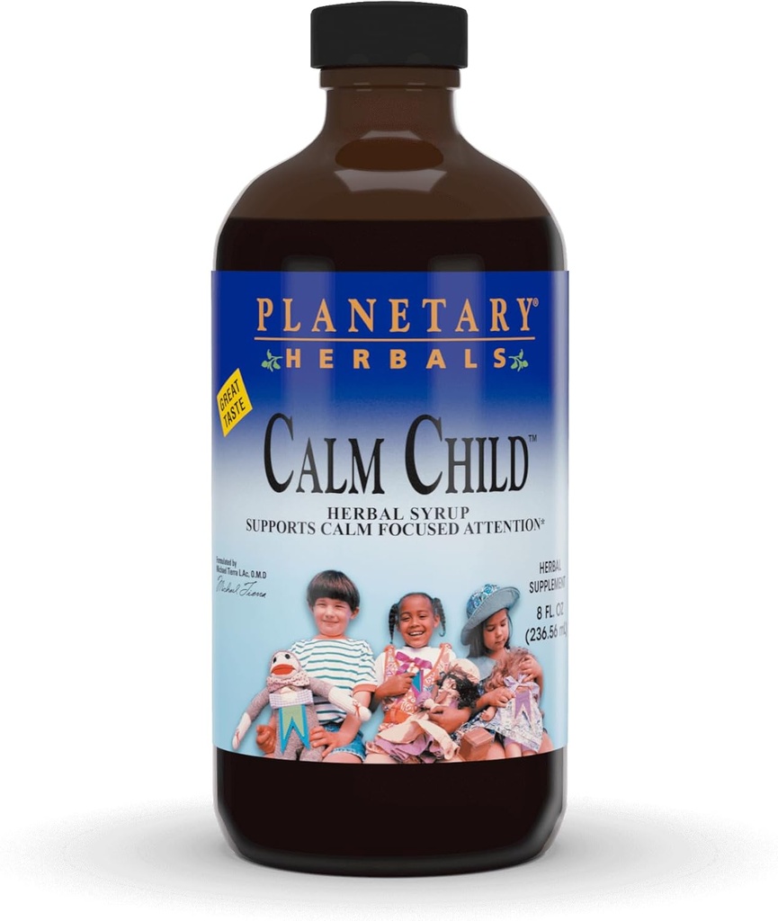 Planetarni zelišča miren otrok zeliščni sirup - vključuje blažilne botanične kamilice, Lemon Balm, Catnip & More - 8oz