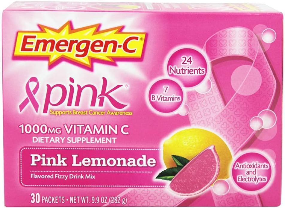 Emergen-C 1000mg Vitamin C Powder za dnevno imuno podporo Kofein Brez vitamina C Dodatki z cinkom in manganom, B Vitamini in elektroliti, Super Orange Flavor - 30 Count