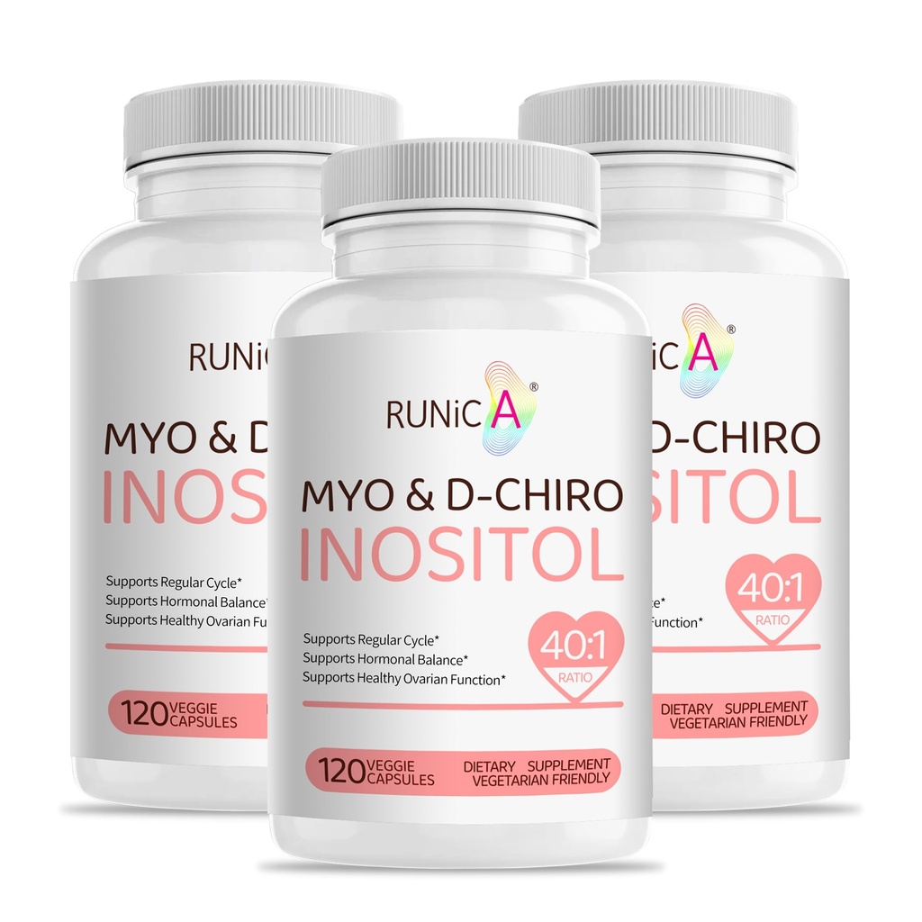 Myo-Inositol & D-Chiro Inositol Dodatek za ženske - Idealno 40:1 Razmerje -Podpora Ženske Hormone Balance & Plodnost & Ovarian Health - Veganske kapsule v prahu - 90-dnevna oskrba