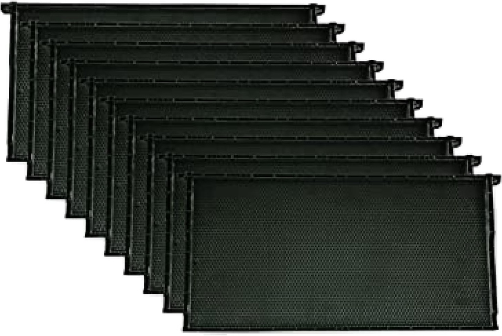 Mann Lake Premium Čebelarski okvirji, All-in-One Frame & Foundation, Natural Beeswax Coating, Universal Fit, BPA & BPS Free, 9 1/8 Inches, Black, 10-Pack