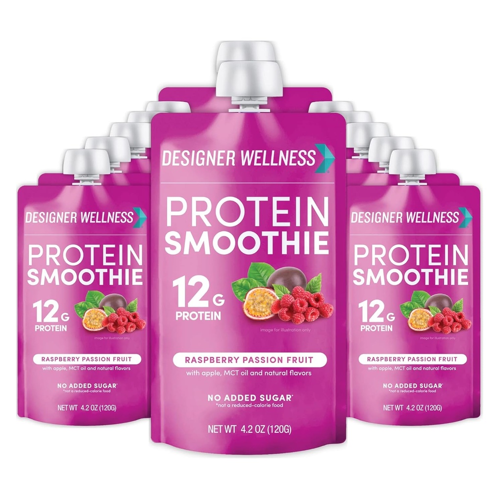 Oblikovalec Wellness Protein Smoothie, Real Fruit, 12g Protein, Nizka Carb, Nič dodanega sladkorja, Gluten-free, Non-GMO, Brez umetnih barv ali arom, Raspberry Passion sadje, 12 Štetje