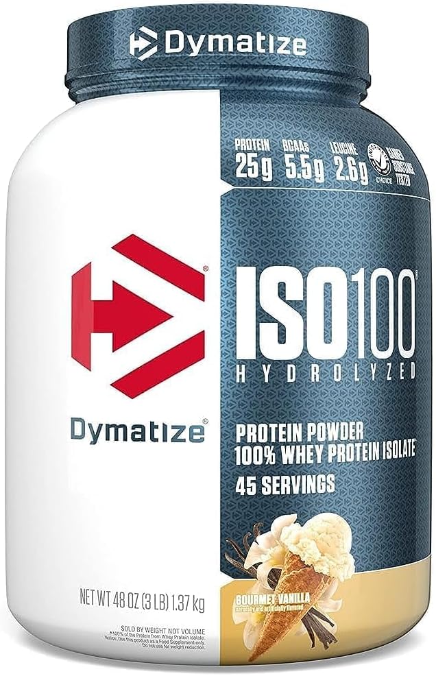 Dymatize ISO 100 Whey Protein Powder Isolate, Gourmet Vanilla (45 Serving)