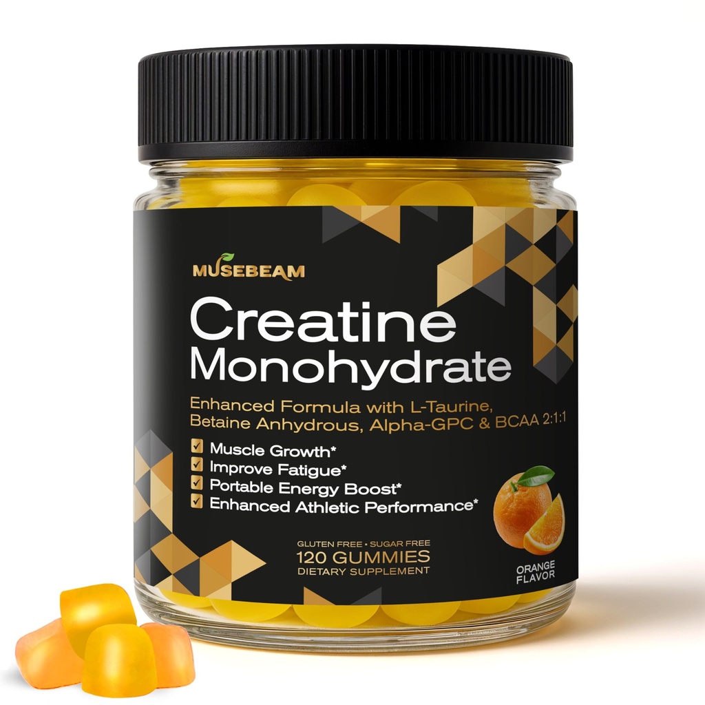 Kreatin monohidrat 5000mg dodatek Gumiji - z L-tavrin betain brezvodni alfa-GPC BCAA 2:1:1 - brez sladkorja Gluten brezplačno za moške