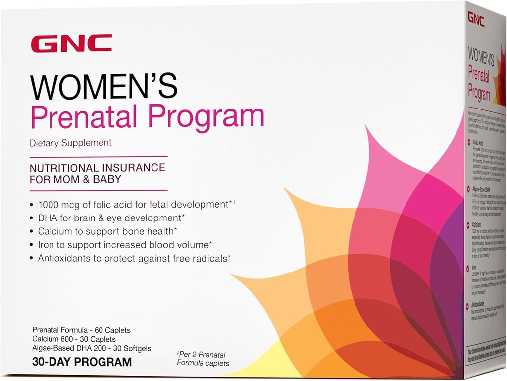 GNC ženski prenatalni program, Daily Supplement System, Podpira zdravo razvoj za vašega otroka z cinkom in železom za potrebe ploda, ciljno prenatal in nosečnost bistvenega pomena, 30 paketov