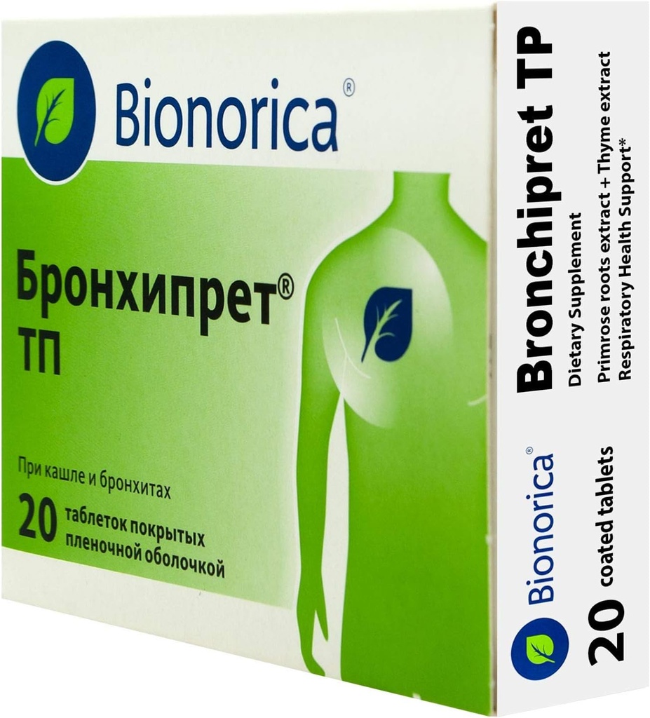 Bronchipret TP (z izvlečki Primrose in Thyme) za podporo zdravja dihal - 20 tablet