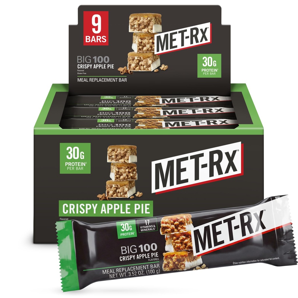 MET-Rx Big 100 Kolosalne proteinske čokoladice, Crispy Apple Pie Nadomestne čokoladice, 9 števk