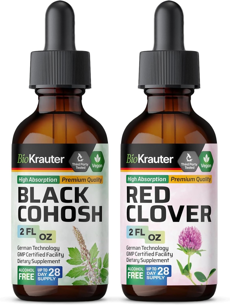 BIO KRAUTER Črna Cohosh Tinkture 2 Fl. Oz. & Red Clover Tinkture 2 Fl. Oz.