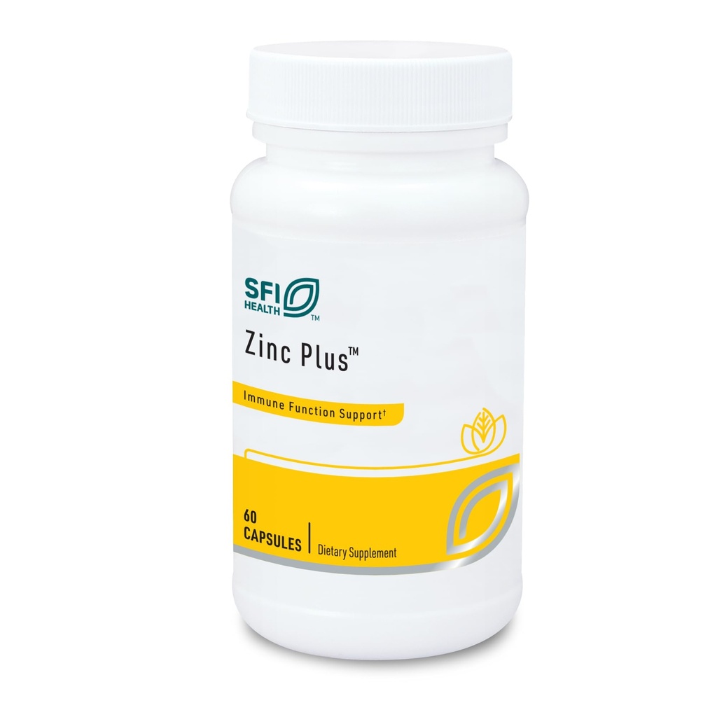 Klaire Labs SFI Health Cink Plus Imunska podpora dodatek - cinkov citrat z bakrom, vitamin B6 & vitamin C - hipoalergeni (60 kapsul)