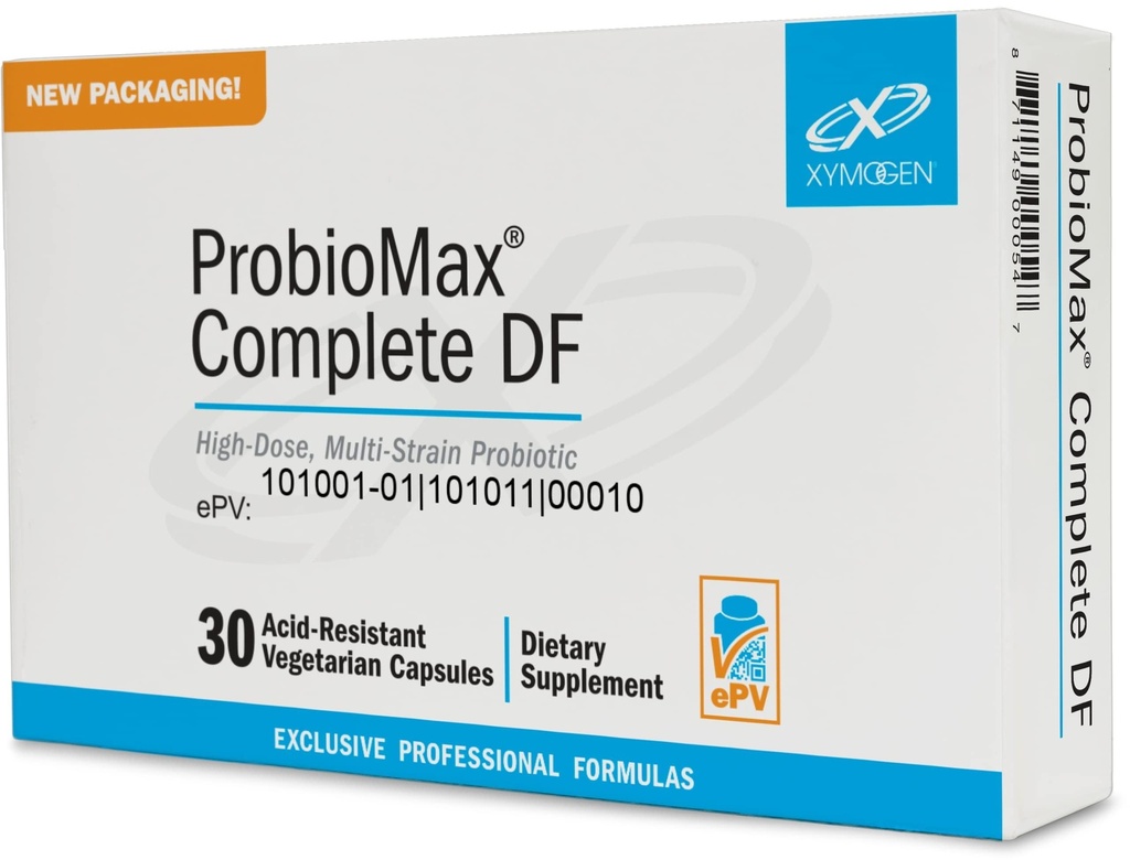 XYMOGEN ProbioMax Popolni 45B - 45 milijard CFU Probiotični dodatek - visok odmerek, Mlečni prosti probiotiki z Lactobacillus acidophilus - Nekdaj ProbioMax Popolni DF (30 kapsul)
