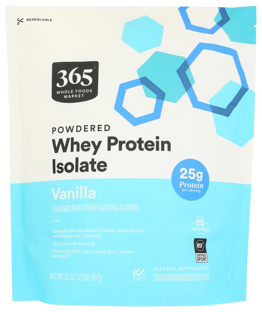 365 s celotno živilo, izolat sirotkinih beljakovin, vanilija, 32 Ounce