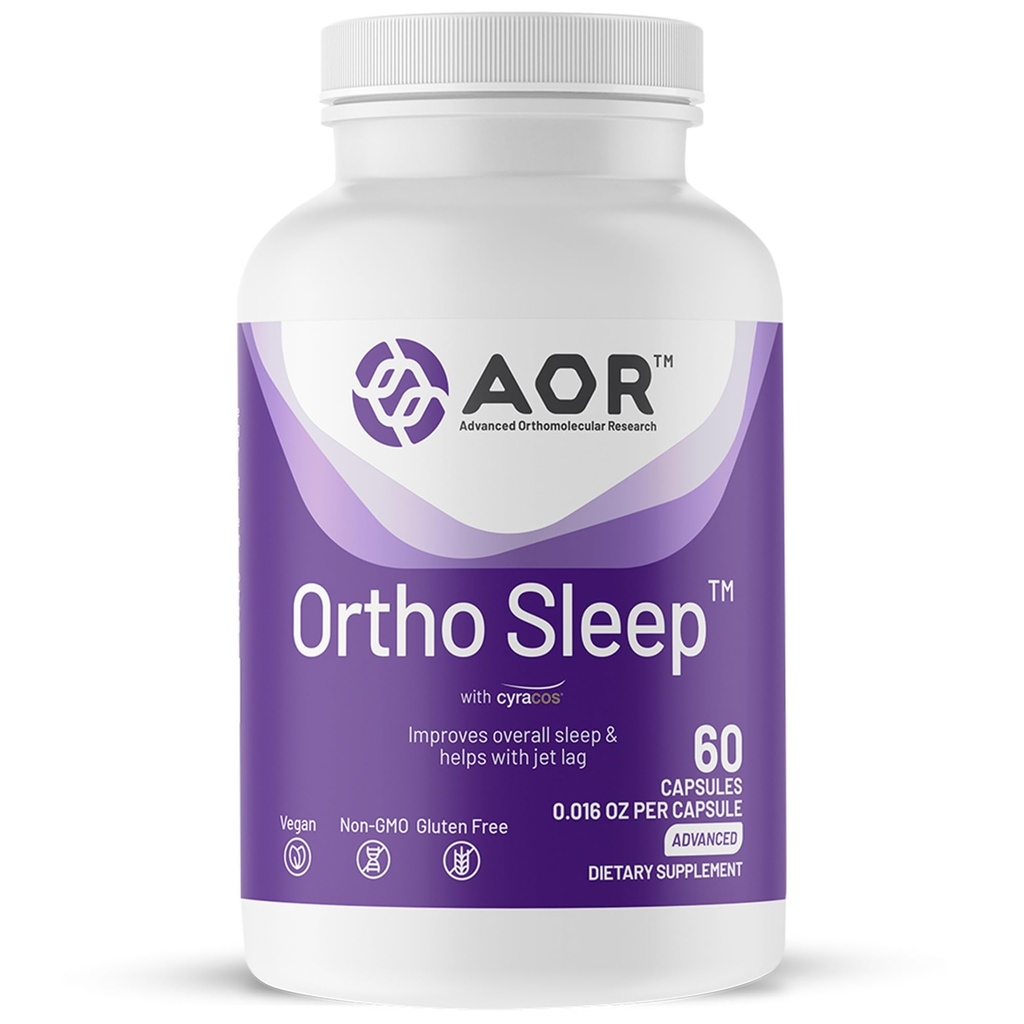 AOR, Ortho Sleep, Izboljša splošno spanje in pomaga pri Jet zaostaja, Naravni dodatek z GABA, Melatonin, L-Theanin, Vegan, 30 Serving (60 kapsul)
