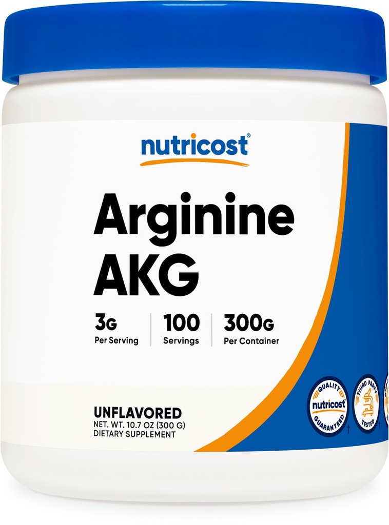 Nutricost Arginin AKG Powder 300 Grams (AAKG) - 3G na Serving & 100 Servings - Pure Arginin Alpha Ketoglutarat