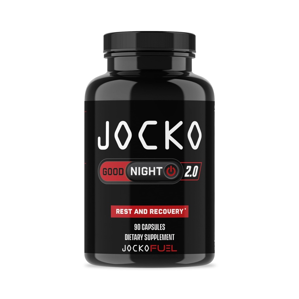 Jocko Fuel Good Night Natural Sleep Aid za odrasle - Spalne tablete za počitek in okrevanje, nenavadna oblika z izvlečkom katranske češnje, L-teanin, sivka, & limonin balzam (90 kapsul) Pakiranje lahko Vary