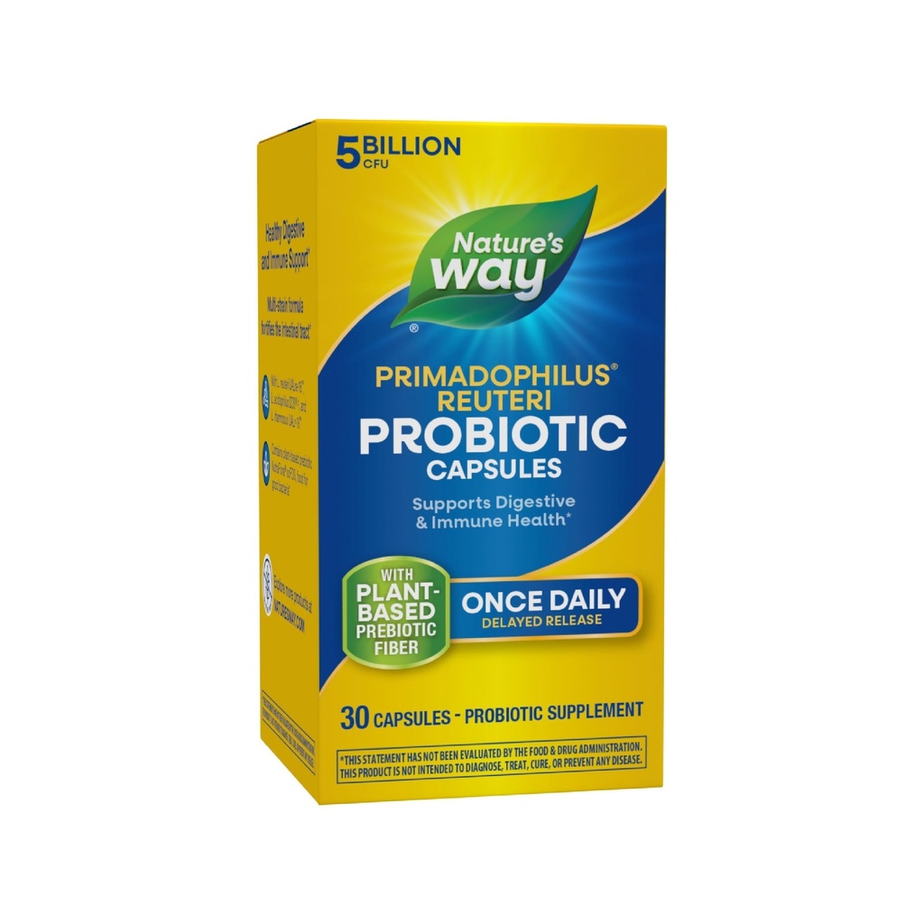 Naravoslovna pot Primadophilus Reuterio Probiotic, podpira prebavno in imuno zdravje*, 5 milijard živih kultur, 30 kapsul (Packaging May Vary)