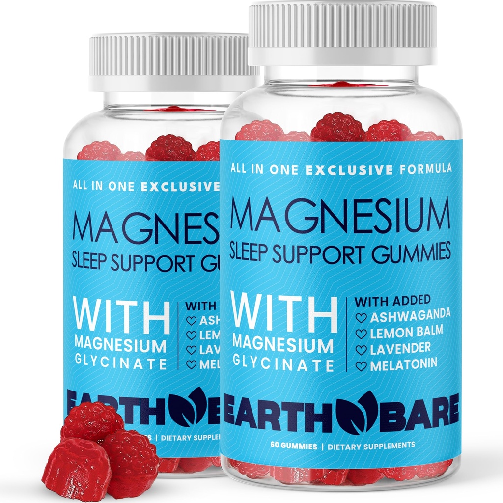 Sleep Gumies z Magnezij Glycinate, Melatonin, Ashwagandha, in Sivender – Dodatna podpora za spanje Gumies, Magnezij in Melatonin Dopolnilo, 120 Število, 2 Mesec dobave