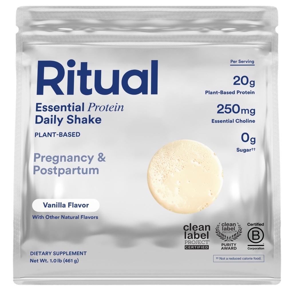Ritualni prednatalni veganski rastlinski proteini v prahu: Choline za podporo nosečnosti, postpartum, & Dojenje, 20g organski Pea proteini z regenerativnih kmetij v ZDA, sladkor Free†, Vanilla, 1 Lbs