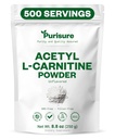 Purisure Acetil L-karnitin Prašek, 250g, ALCAR prašek, Aminokisline dodatek, Acetil L-karnitin dodatek za boljšo kognitivno učinkovitost in mišično vzdržljivost, Gluten prost, Non-GMO, 500 Serving