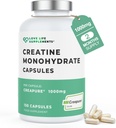 Love Life Supplements Creapure® Kreatin Monohidrat, 150 kapsul, 1 gram na kapsulo (ne v prahu ali tabletah), 30-50 servisov, za izgradnjo mišic, moč in moč, 3. stranka testiran