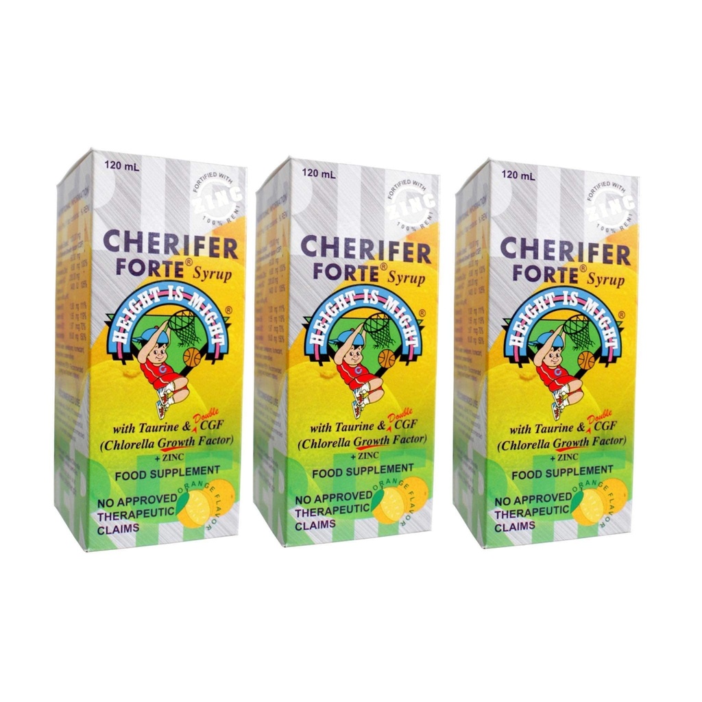 3 CHERIFEER Forte Syrup w/Taurin & Dvojni klorel rastni faktor + cink 120 ml