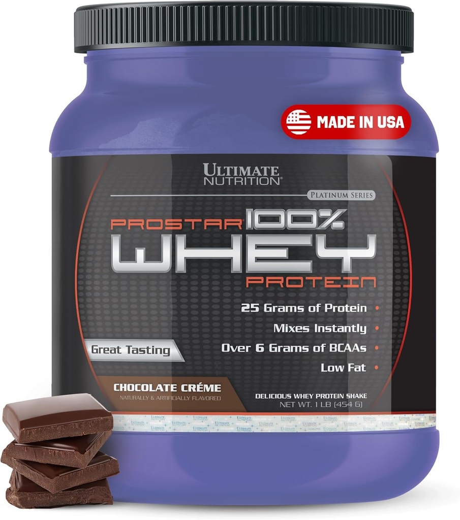 Ultimate Nutrition Prostar Whey Protein Powder Izolat, čokolada - Nizki ogljikovi hidrati, visoki proteini v prahu Shake for Muscle Gain & Recovery - nizko natrij, nizko-maščobni & keto Prijazno - 1 lb Tub