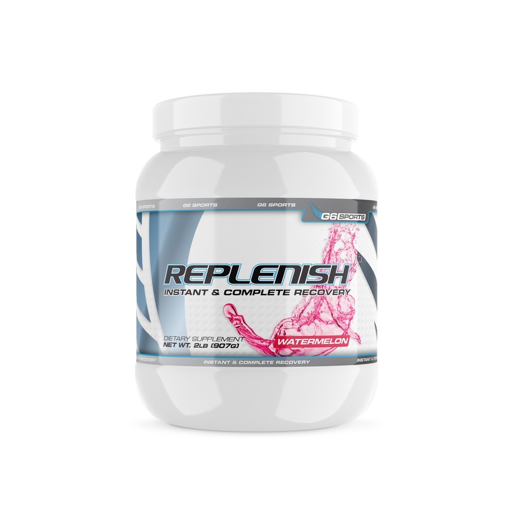 G6 Sports Nutrition Replenish Instant & Popolno okrevanje (Post Workout Formula, 11g BCAAs & EAAs, 20g Whey Protein, 1000mg Creatine MagnaPower, Zero Rafined Sladkorji) – 2lb Jar – Watermelon