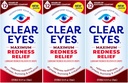 Clear Eyes maksimalna rdečina oči kapljice za oko, 0,5 Fl Oz, pakiranje po 3