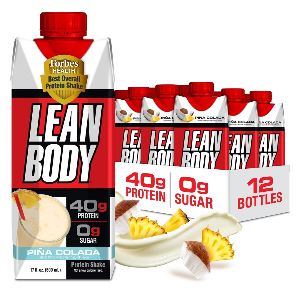 Nasičeno telo, pripravljeno za pitje Pina Colada Protein Shake, 40g beljakovine, sirotkine mešanice, 0 sladkor, Gluten brez, 22 Vitamini in minerali, 17 Fl Oz (Pack of 12)