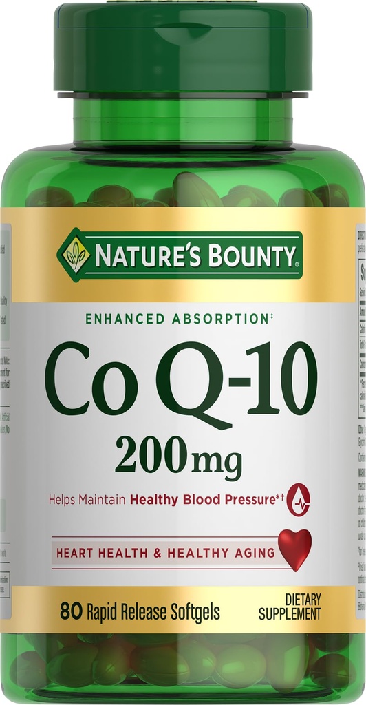 Bounty narave CoQ10, podpira zdravje srca, prehranska dopolnila, 200mg, 80 hitro sproščanje softgels