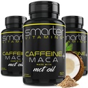(3 Pack) Pametnejše energetske tablete, 200mg kofein in kokos MCT Olje s korenom Maca, 150 tekočih softgels
