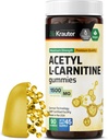 BIO KRAUTER Acetil L karnitinski gumiji - 1500 mg Jakost - 90 Veganski žveči - Aminokislinski acetil L karnitin dodatek - pektin na bazi, ne-GMO