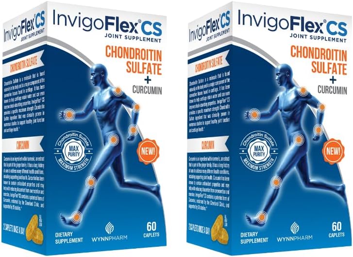 INVIGOFLEX Chondroitin sulfat s kurkumin Non GSO za koleno, roko, nazaj in Hip Premium Skupni dodatek CS - 2 Pack