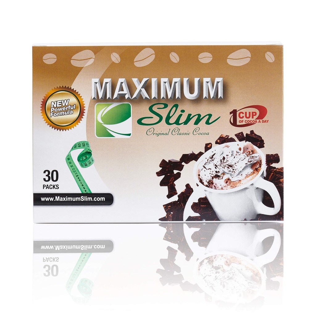 Maksimalna Slim Premium Instant Cocoa – kremasta, okusna 4-v-1 formula z naravnimi zeliščnimi ekstrakti za energijo in vitalnost, največjo zadovoljstvo in okus. Brez stranskih učinkov (Laxative-free) – USA Made, 30 Ct