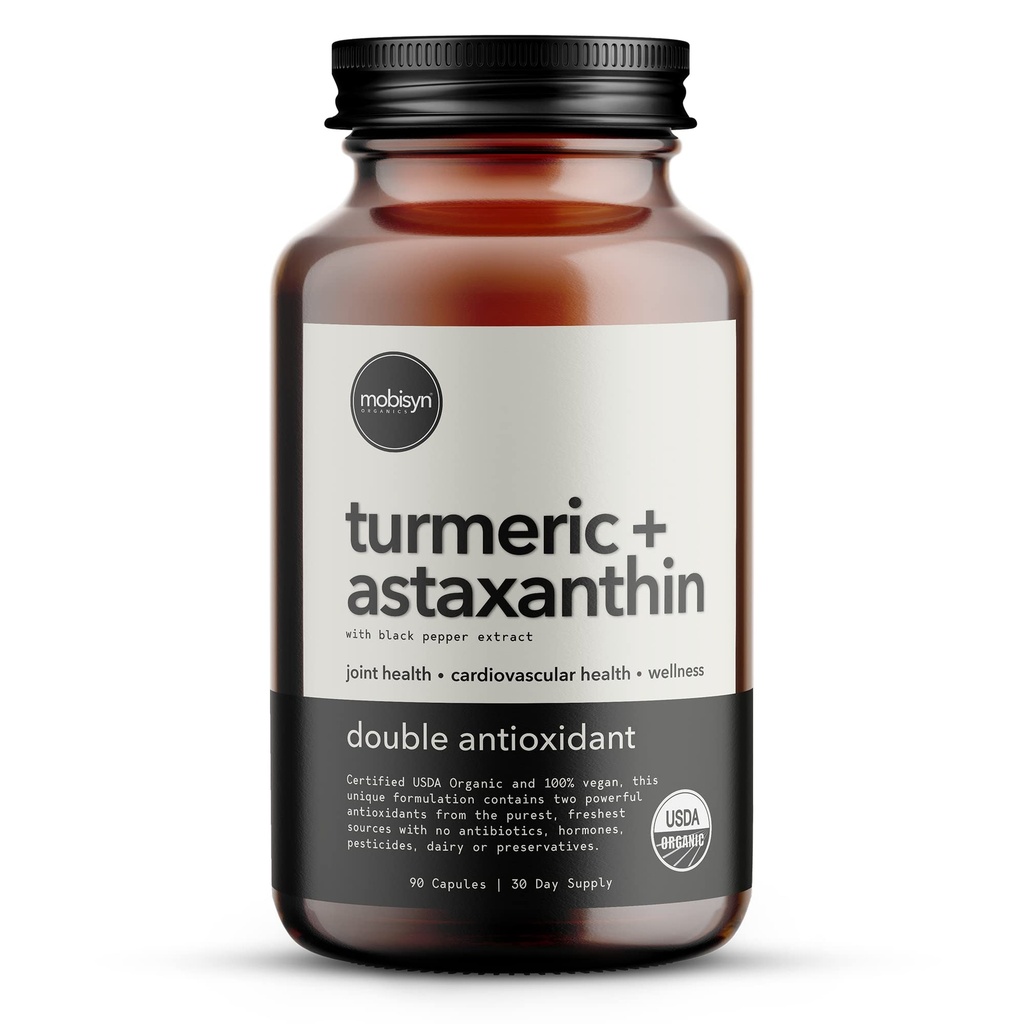 Organski astaksantin 12mg Plus Kurkuma 1500mg, izvleček črnega popra, visoka absorpcija, oko, srce, koža, skupni, Vegan, Gluten-free, ne-GMO, dvojni antioksidant, kurkumin dodatek, 30-dnevi
