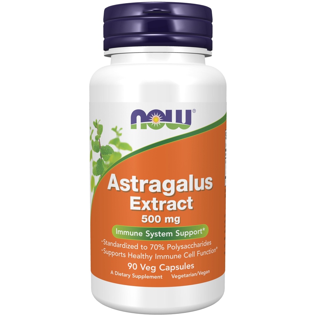 NOW Foods Imunska podpora dopolnila, Astragalus Extract 500 mg (standardizirano na 70% polisaharidi), 90 Veg kapsule