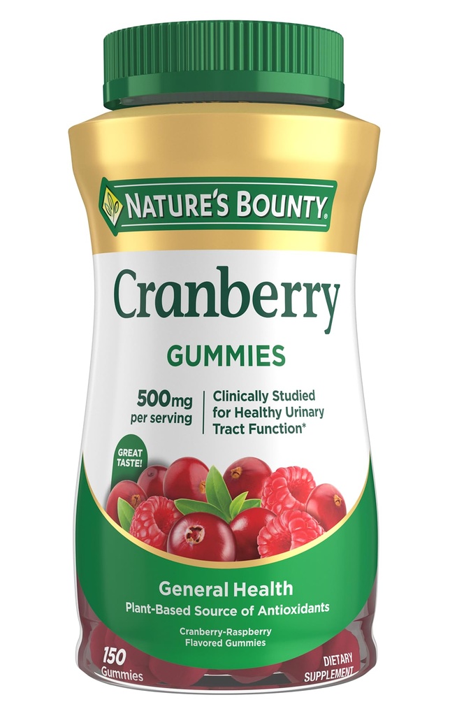 Bounty Cranberry Gummies, Podpora za sečnjo, 500 mg, Cran-Raspberry Flavor, 150 Ct