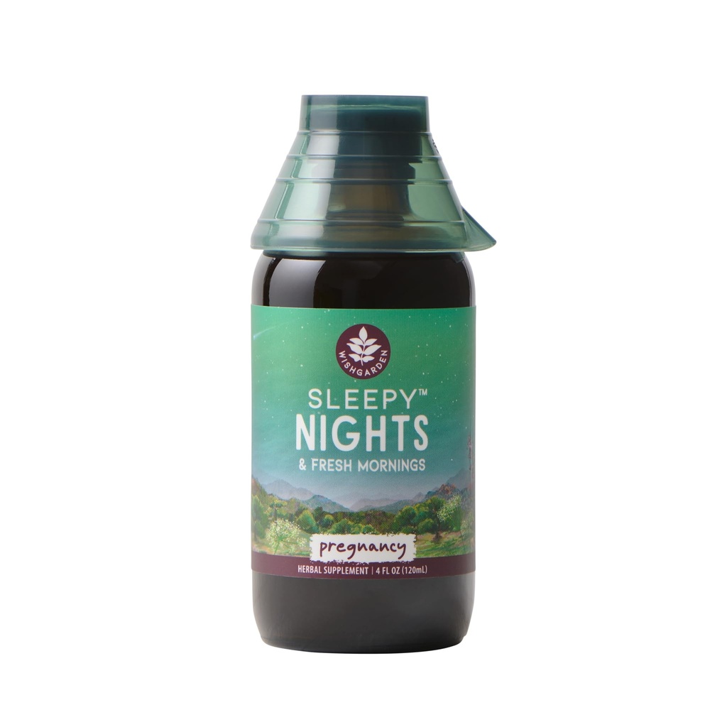 WishGarden Herbs Zaspane noči za nosečnost - Rastlinsko-bazen Zeliščni spanec Sef za noseče mame, Organski spanec Tinkture s kamilico & Scullcap podpira mirno spanje brez Melatonina, 4oz