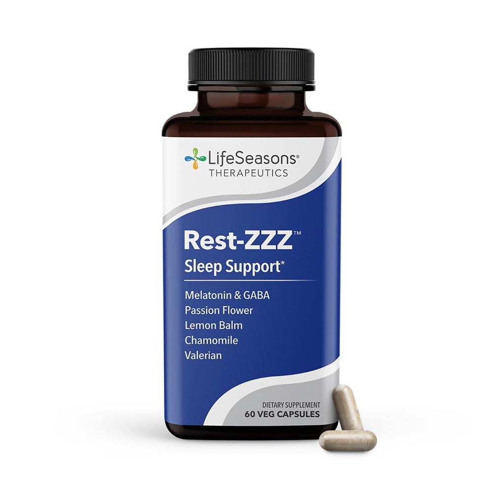 LifeSeasons Rest-ZZZ - Naravna podpora za spanje - jesenski spanec & bivanje v spanju - umiri živčevje - lahka mišica Tension & nemir - majhen odmerek melatonin GABA & kamilica - 60 kapsul