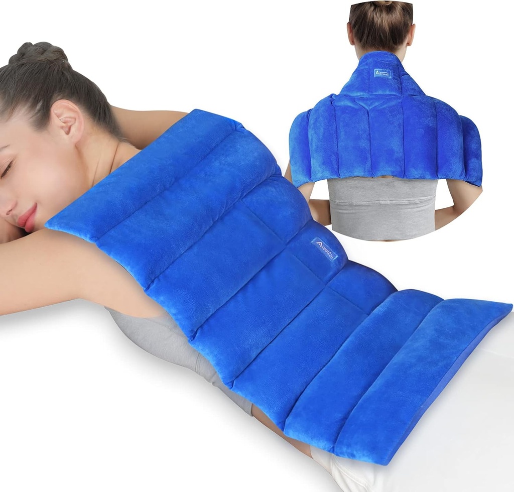 Atsuwell velika mikrovalovna grelna Pad za hrbet, 22 x 13 ' Full Back Heat Pad Microwavable z toplimi in hladnimi kompresijami, Reavable Microwavable Heating Pads za vratu ramena, modra